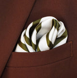 White & Green Stripes - Silk Pocket Square - Pocket Squares | Monzoro Pakistan