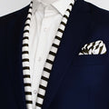 White & Green Stripes Silk Scarf & Pocket Square Set - Combo Sets | Monzoro Pakistan