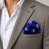 White Conifer pocket square — light jacket · wearing detail.
