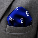 White Conifer pocket square — close-up wearing detail.