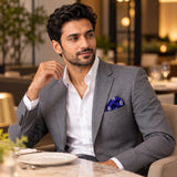 White Conifer pocket square — restaurant lifestyle.