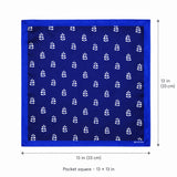 White Conifer pocket square — size guide.