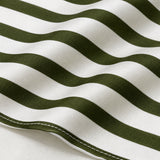 White & Green Stripes pocket square — fabric and design close-up.