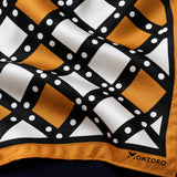 White Round Vector Design pocket square — fabric and design close-up.