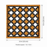 White Round Vector Design pocket square — size guide.