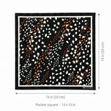 Winter Black Pattern pocket square — size guide.